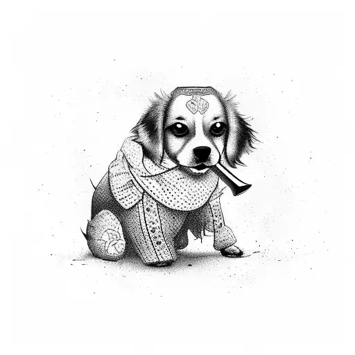 Dog Holding A Knife Ni Fear With Red Color