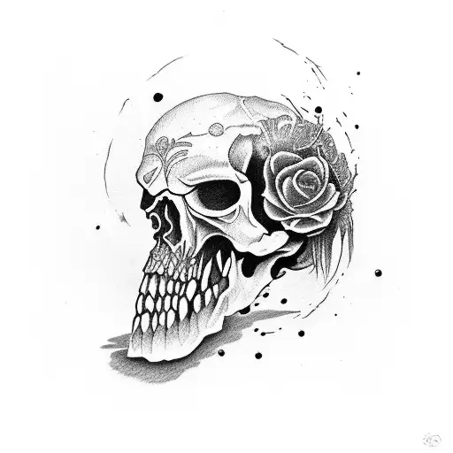 Broken Skull With Raven