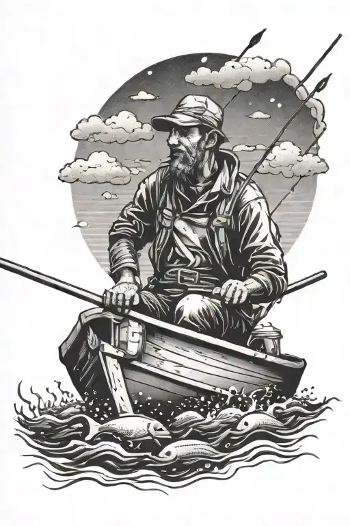 Man In Boat Fishing