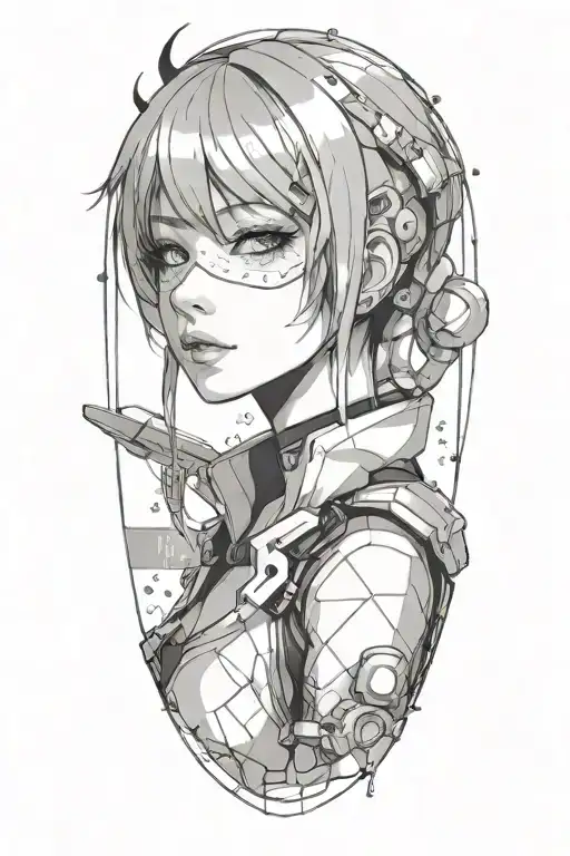 Cyberpunk Girl Anime Lines