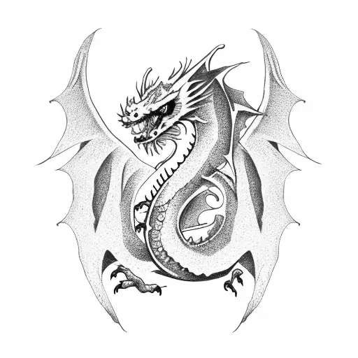 Cute Gothic Dragon With Flowers And Crystals