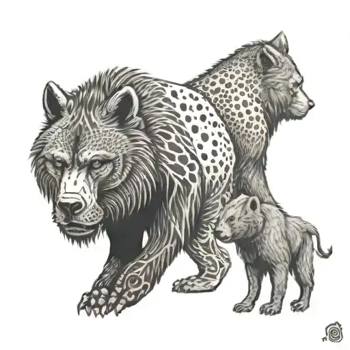 A Tattoo Featuring A Wolf And A Gorilla Standing Together As A Symbol Of Family Unity And Strength