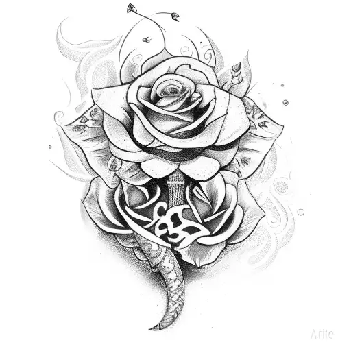 Dagger With Flowers And Snake