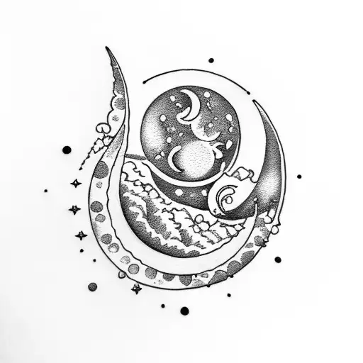 Type Writer Letters Saying Marie's Moon And A Crescent Moon Within It