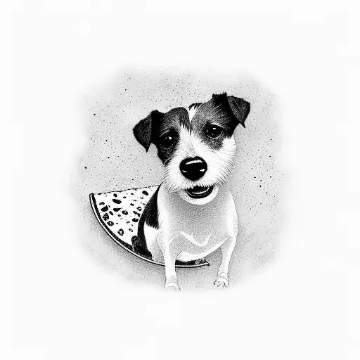 Black And White Jack Russell With A Slice Of Pizza