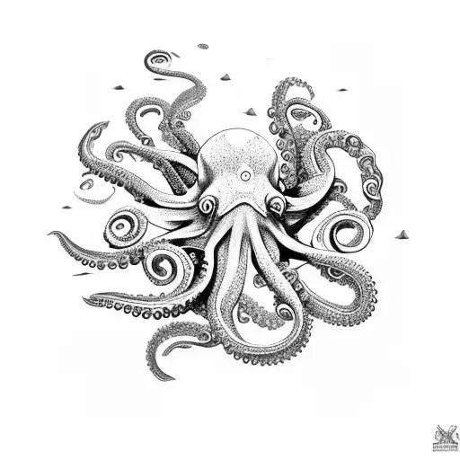 A Serene Landscape Of A Peaceful Beach In Mexico Adorned With Vibrant Octopus Tentacles