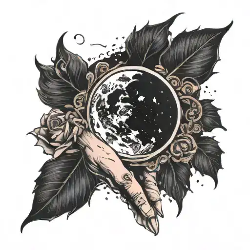 A Dark And Enchanting Tattoo Of A Gothic Moon With A Pinky Promise Symbolizing A Deep Connection