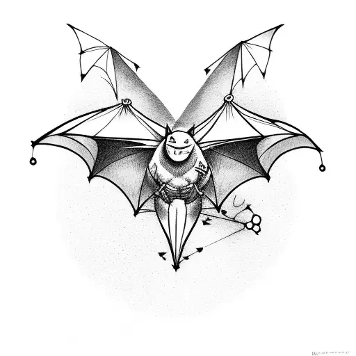 A Bat Flying Through A Video Game Level In A Dotwork Style