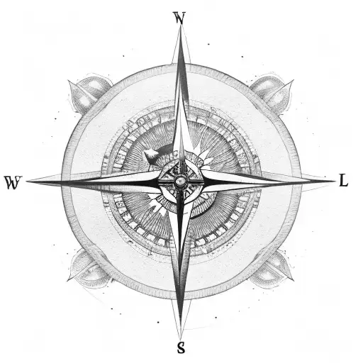 A Compass Within The Middle A Eagle With A Plant As Background