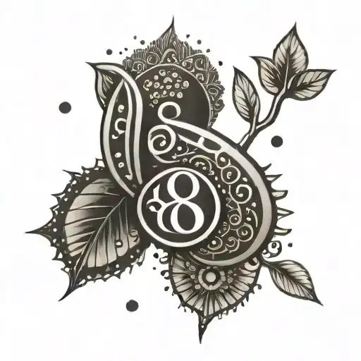 A Tattoo Inspired By Indian Spiritual Symbols Like Rudraksh And Number 8