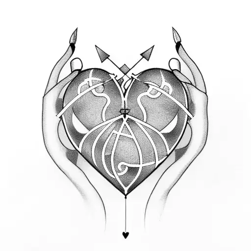 Hourglass Inside A Heart With An Arrow At The Bottom