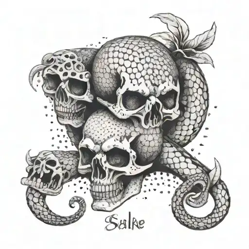 Snake With Two Skulls And Inscription