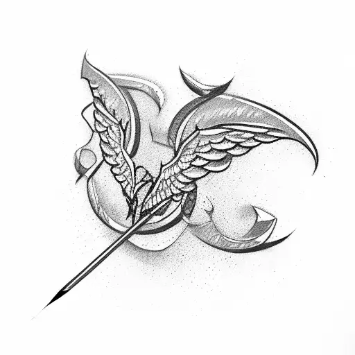 Arrow Pointed Up With Pheniox Wings Wrapped Around It