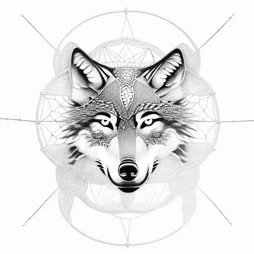 A Dotwork Illustration Of A Wolf In A Dreamcatcher Surrounded By Various Animal Silhouettes
