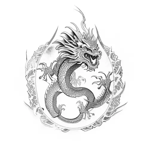 Japanese Dragon Wrapping A Katana