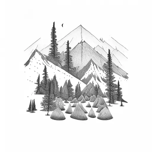 Forest With Mountain Backdrop