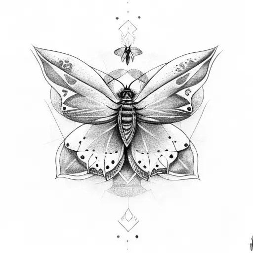 Lunar Moth With A Sword And Some Line Stars