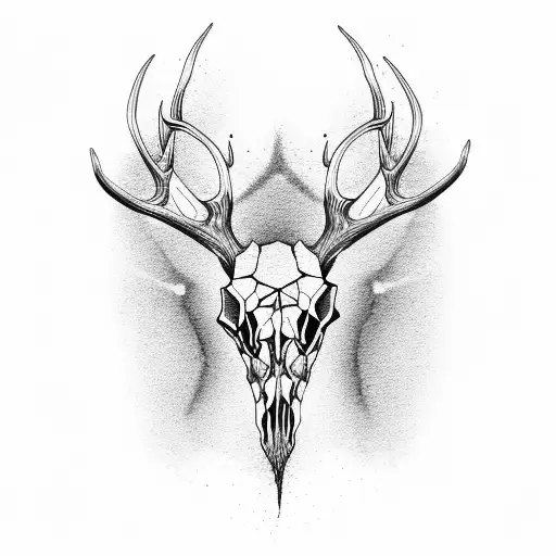 An Intricate Dotwork Design Of A Deer Skull With Antlers