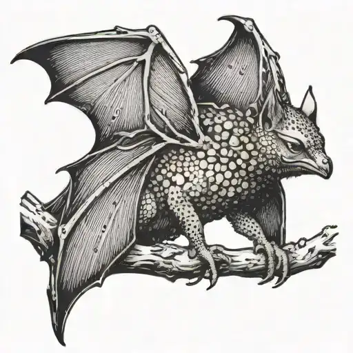 A Bat Sits On A Branch And Covers Its Face With Its Wing Graphic