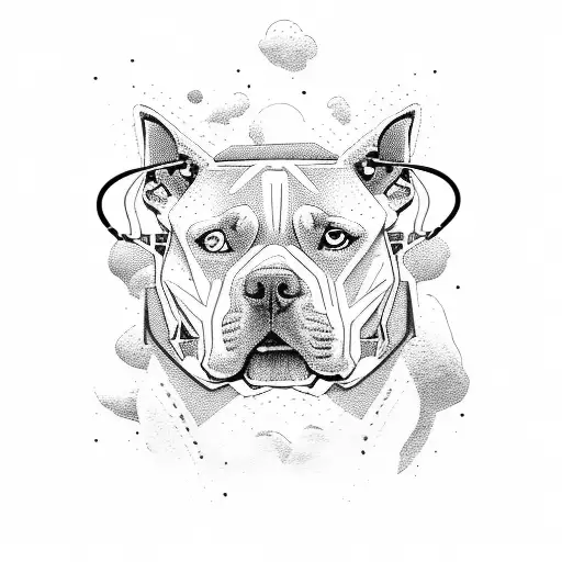 Pitbull Head With Spicked Leash