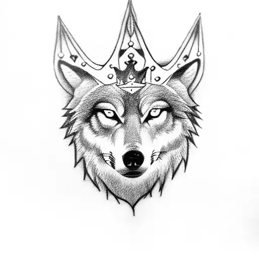 A Wolf With A Kings Crown In An Open Area