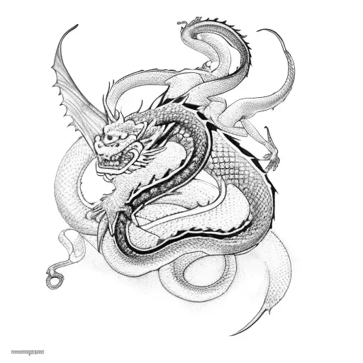 Dragon Snake And Monkey On Chest And Shoulder