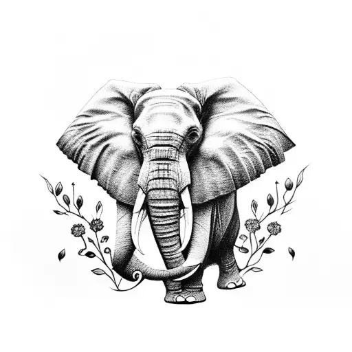 Too Elephant With Flowers