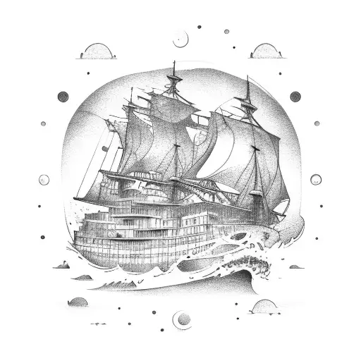 Ship With Ocean And Map