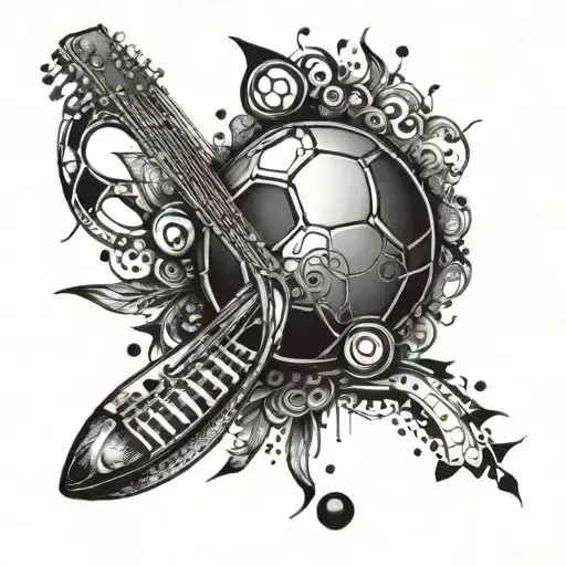 An Intricate Design Combining Musical Notes And Football Elements To Represent Your Passions