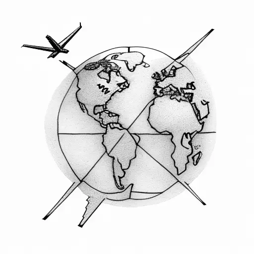An Airplane Traveling Around The World Map That Is Drawn With The Letter M