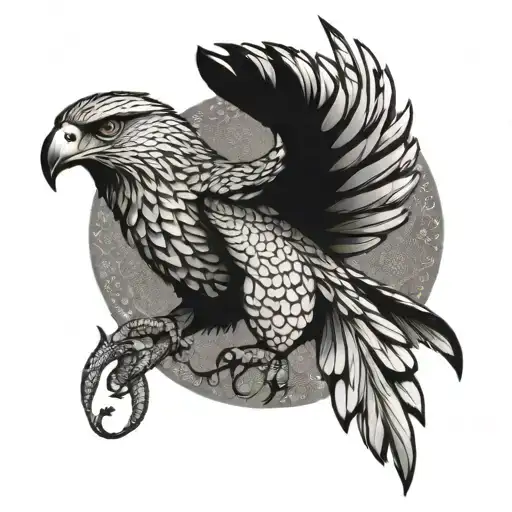 Hawk Swooping Up Snake