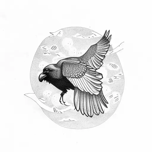 Crow Flying Over Trees