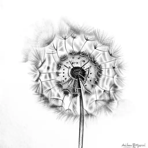 A Dandelion With A Circle Behind It And A Teardrop
