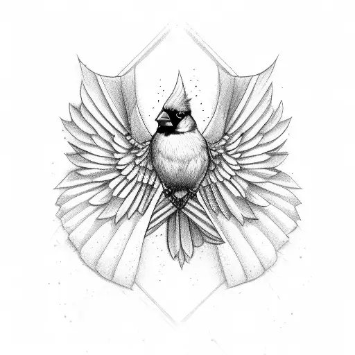 Cardinal With Wings Spread