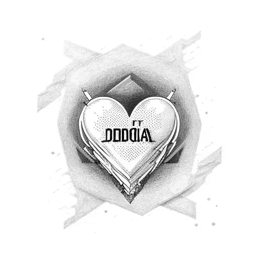 A Minimalist Design Of A Broken Heart With The Words 'Ideologia' Written In Elegant Script