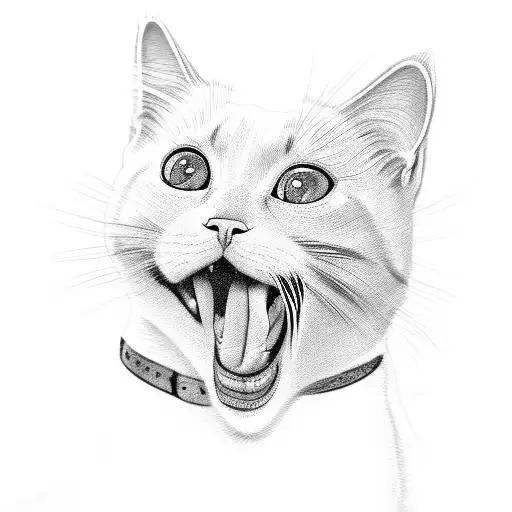 White Cat With Its Tongue Out