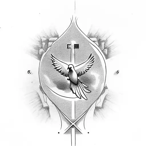 Dove On Forearm With Word Eternal Written Underneath With A Cross Instead Of The T