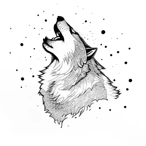 A Wolf Silhouette Surrounded By Graffiti Flowers