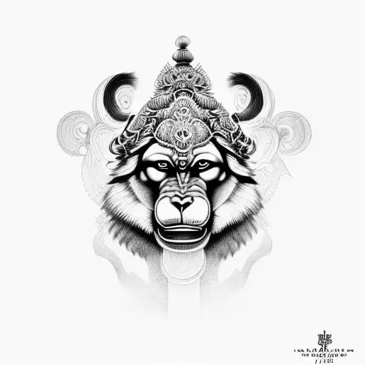 Hanuman And Wolf Fusion