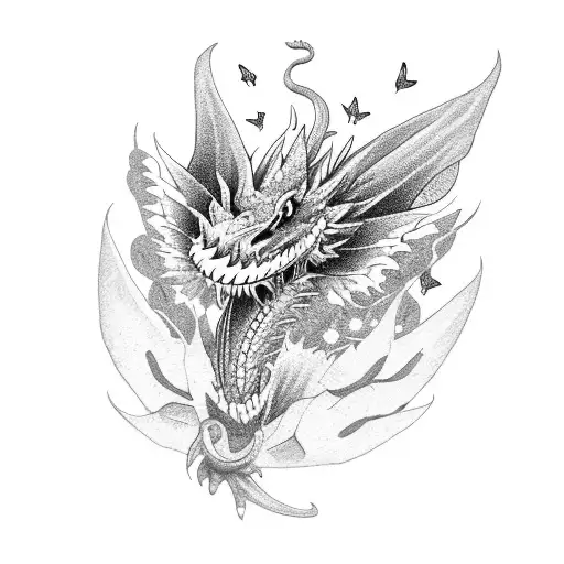 Flower Dragon With Butterfly Knife