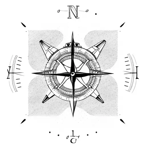 Map With Plane And Compass