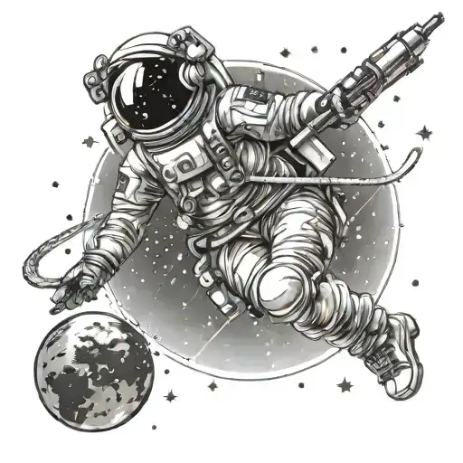 Sagittarius Constellation With Astronaut Sitting On Planet
