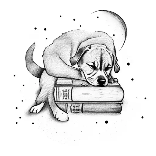 A Bookshelf Filled With Books And A Dog Sleeping On Top