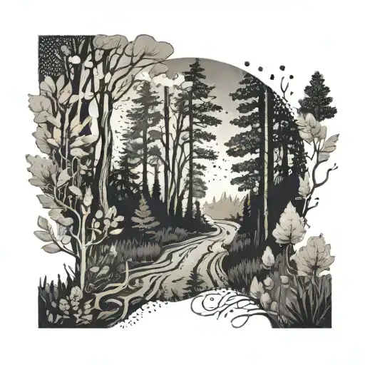 A Trail Winding Through A Forest With Hidden Motivational Quotes Along The Way