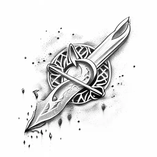 Arm Sticking Out Of Water Holding A Trident