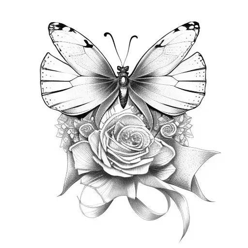 Butterfly And Cancer Ribbon