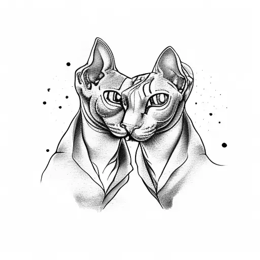 The Two Sphynx Cats Are Hugging Each Other In The Shape Of The Yin-yang Symbol