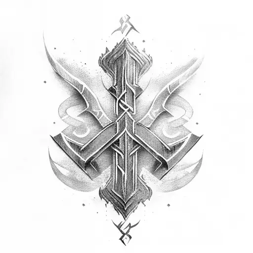 Norse Runes Inscripted To Dagger