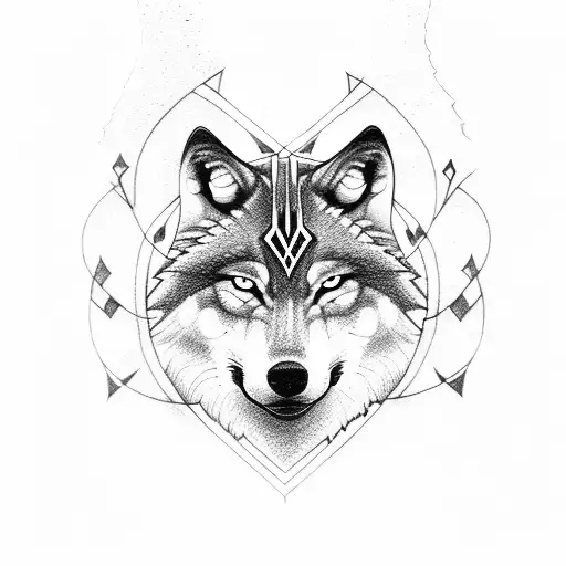 Wolf With Old Norse Runes
