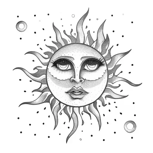Sun In A Night Background